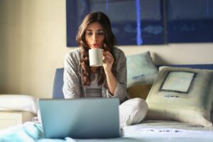 Woman chilling on bed using laptop 5 300x200 - Woman chilling on bed using laptop (5)