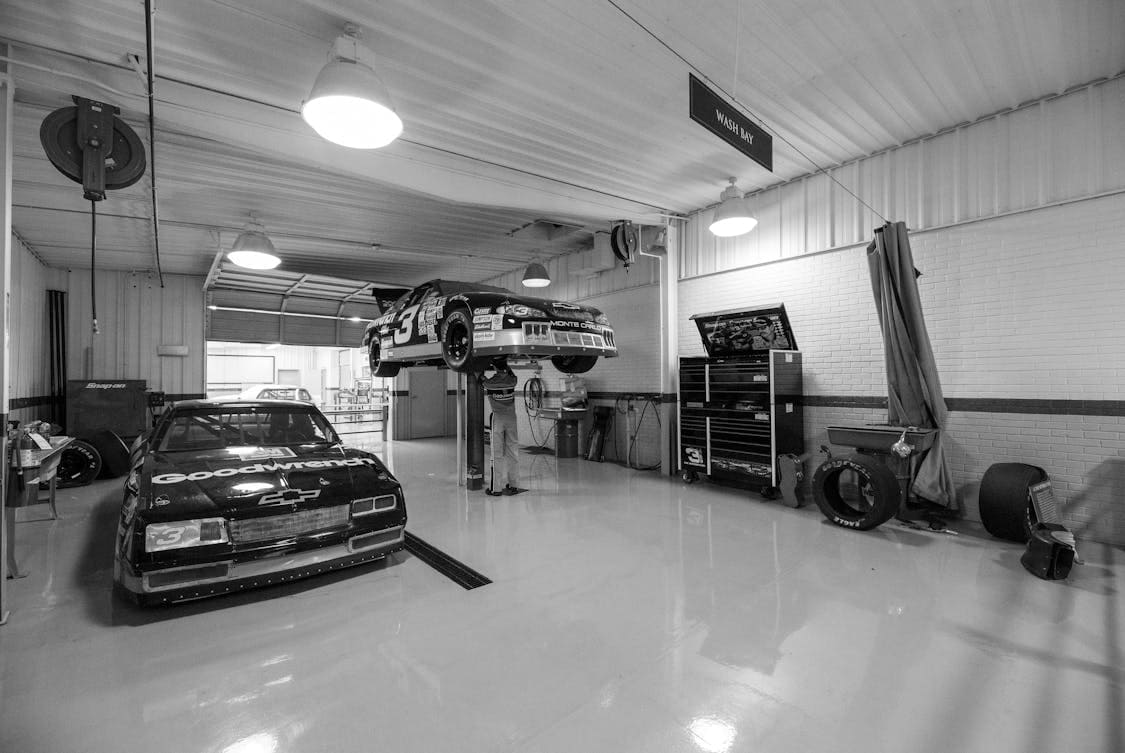Classic Race Car in Auto Workshop - Why Epoxy Fits Both Modern And Traditional Garages