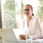 Home businesswoman working in office with laptop 150x150 - Home