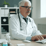 an elder doctor typing on computer 150x150 - Home