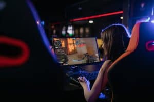 a woman playing a video game 300x200 - a woman playing a video game