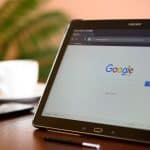 Samsung tablet on desk showing Google homepage 150x150 - Home